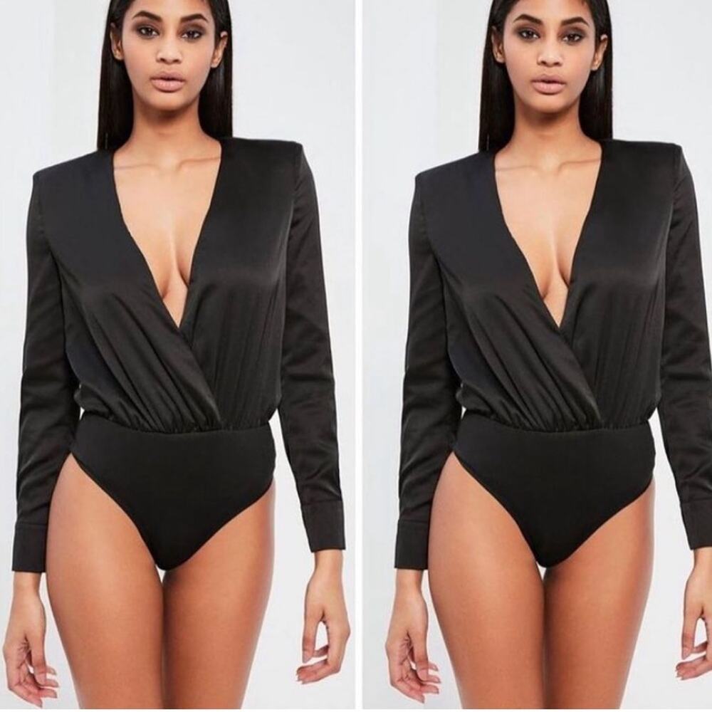 love tree bodysuit Color Black Size S 97%POLYESTER 3%SPANDEX CONTRAST 95%RAYON